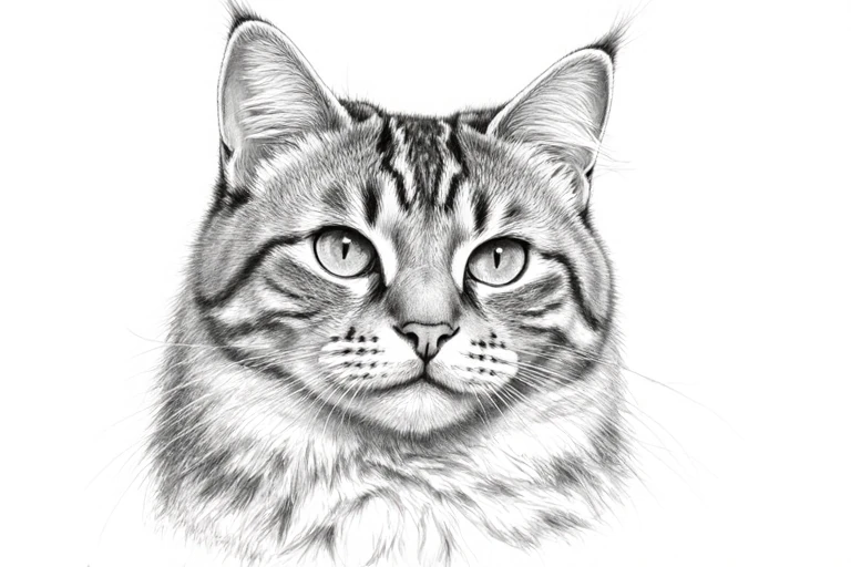 精细的猫咪素描